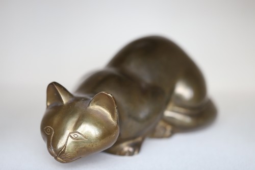 Vintage bronze messing - vintage, katze