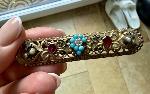 Broche antik 1887 edelsteine - antik,