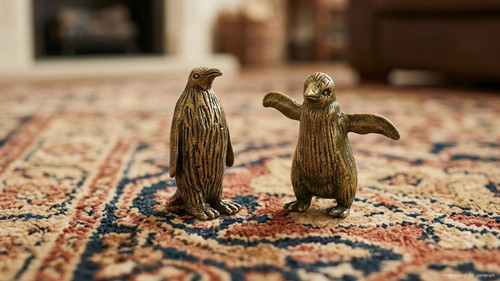 Messing pinguin paar deko - messing,