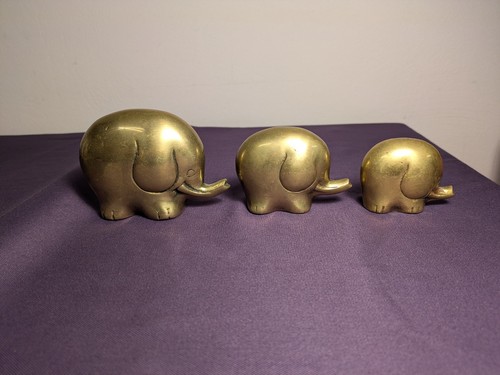 70er messing elefant - 3, stück