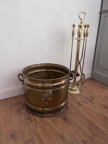 Antikes messing kaminbesteck - messing,