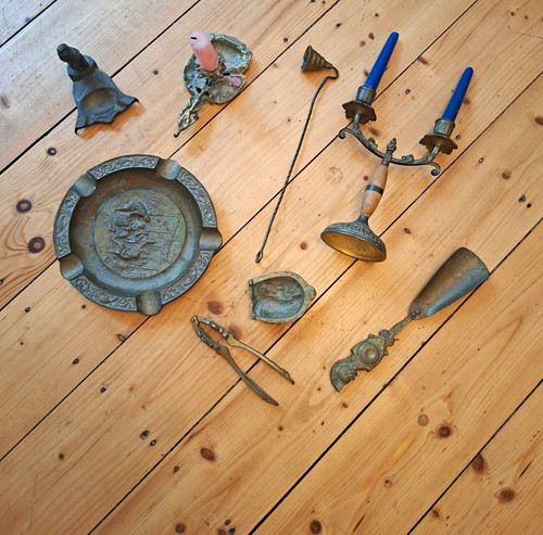 Antik messing set kerzenhalter - antik,